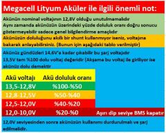 Megacell 12.8V 200Ah LiFePO4 Lityum Demir Fosfat Akü