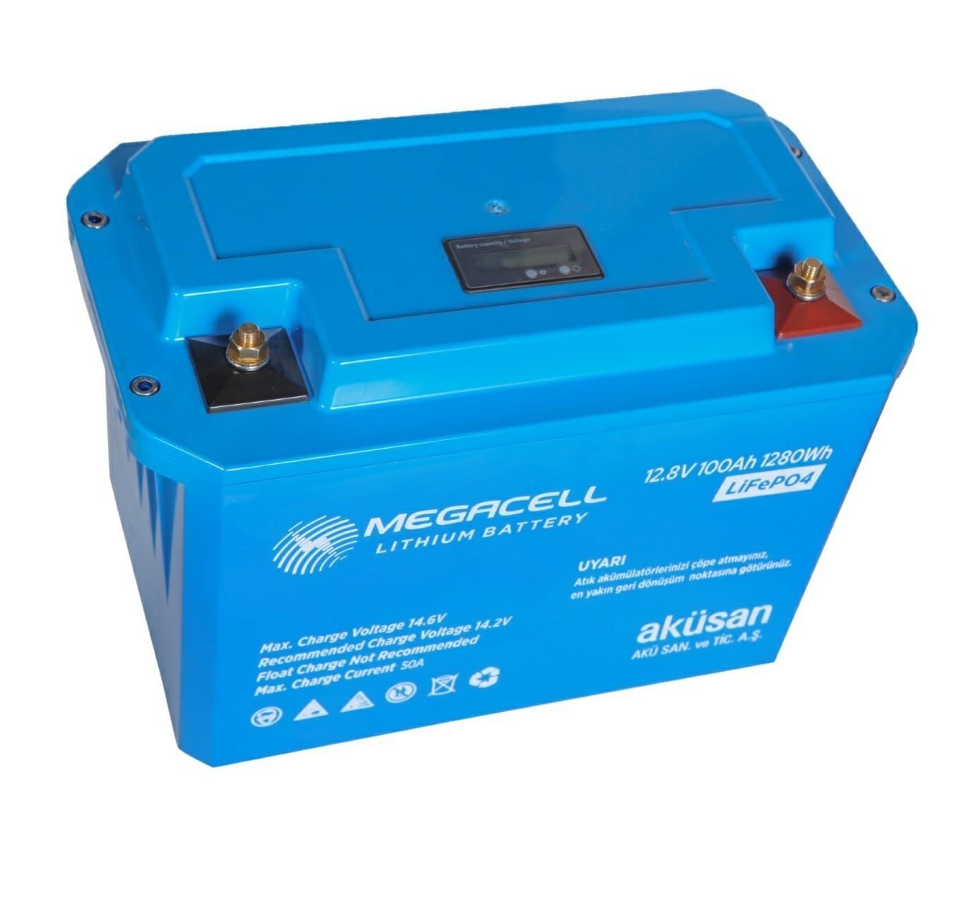 Megacell 12.8V 100Ah LiFePO4 Lityum Demir Fosfat Akü (Bluetoothlu)