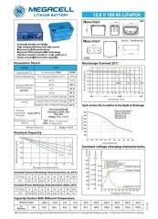 Megacell 12.8V 100Ah LiFePO4 Lityum Demir Fosfat Akü (Bluetoothlu)