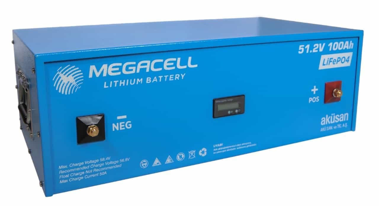 Megacell 51,2V 100Ah LiFePO4 Lityum Demir Fosfat Akü