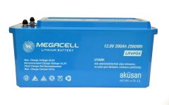 Megacell 12.8V 200Ah LiFePO4 Lityum Demir Fosfat Akü(ABS Kasa)