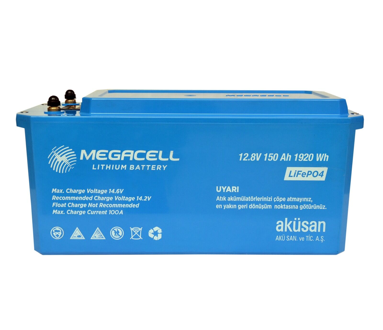 Megacell 12.8V 150Ah LiFePO4 Lityum Demir Fosfat Akü - (ABS Kasa)