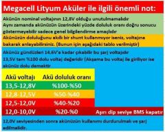 Megacell 12.8V 120Ah LiFePO4 Lityum Demir Fosfat Akü-YENİ