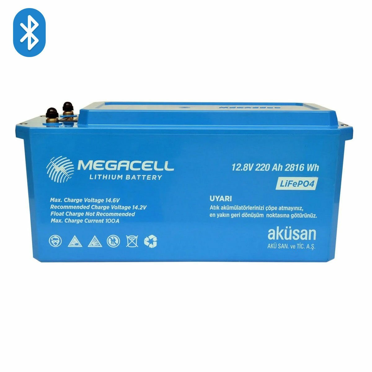 Megacell 12.8V 220Ah (Bluetooth) LiFePO4 Lityum Demir Fosfat Akü(ABS Kasa)