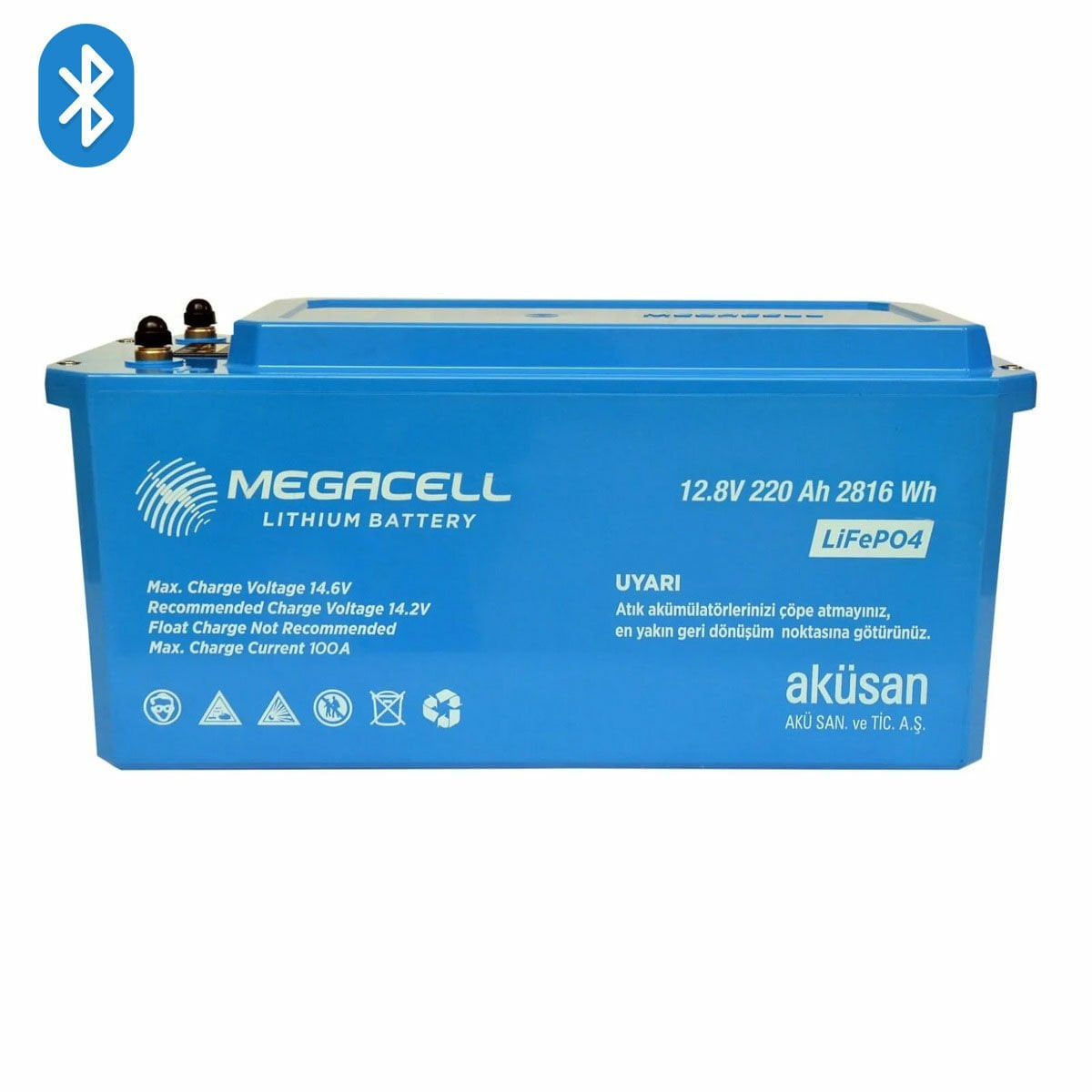 Megacell 12.8V 220Ah (Bluetooth) LiFePO4 Lityum Demir Fosfat Akü(ABS Kasa)