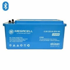 Megacell 12.8V 220Ah (Bluetooth) LiFePO4 Lityum Demir Fosfat Akü(ABS Kasa)
