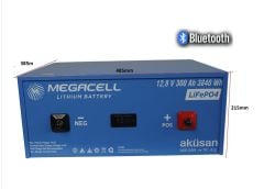 Megacell 12.8V 300Ah LiFePO4 Lityum Demir Fosfat Akü(Bluetoothlu)