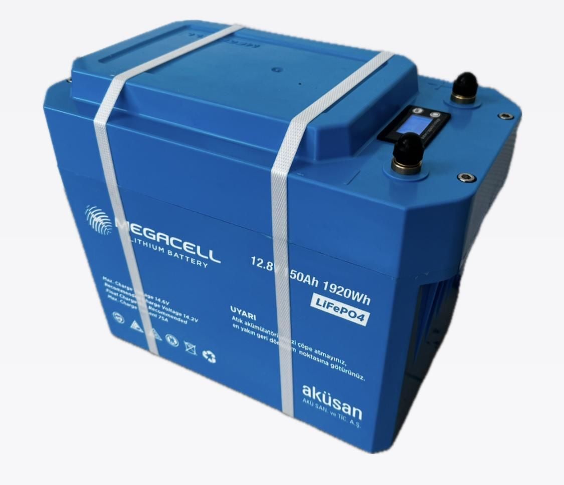 Megacell 12.8V 150Ah LiFePO4 Lityum Demir Fosfat Akü - (ABS Kasa) - Yeni