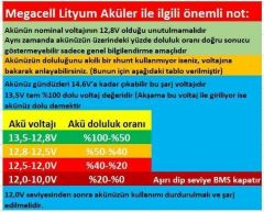 Megacell 12.8V 150Ah LiFePO4 Lityum Demir Fosfat Akü - (ABS Kasa) - Yeni (Bluetoothlu)