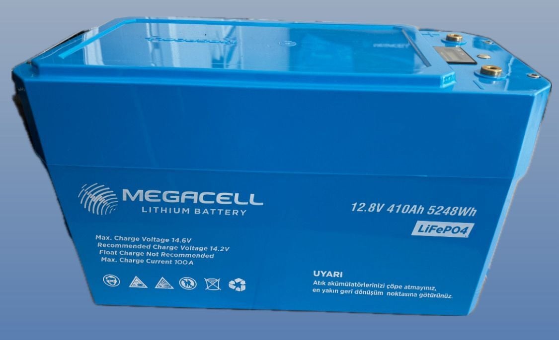Megacell 12.8V 410Ah LiFePO4 Lityum Demir Fosfat Akü(Prizmatik)(Bluetoothlu)(ABS)