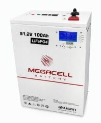 Megacell 51,2V 100Ah LiFePO4 Lityum Demir Fosfat Akü(PRİZMATİK/Haberleşmeli)