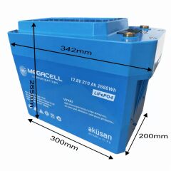 Megacell 12.8V 210Ah LiFePO4 Lityum Demir Fosfat Akü(Prizmatik)(Bluetoothlu)(ABS)